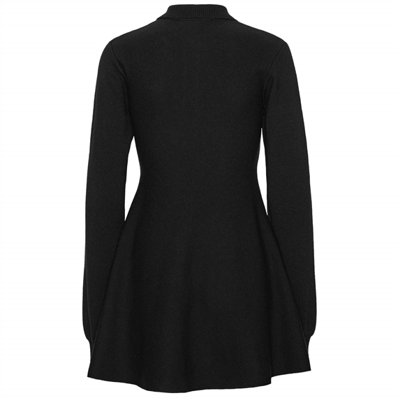 Rotate Slinky Knit Polo Kjole, Sort